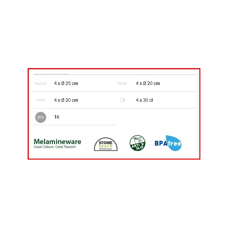 SET IN  MELAMINA DOLOMIT DA 16 PZ