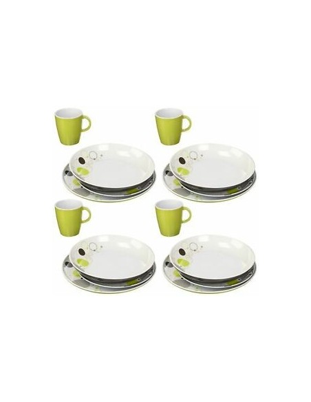 SET IN  MELAMINA  SPACE IN VERDE E GRIGIO DA 16 PEZZI  CON ANTISLIP