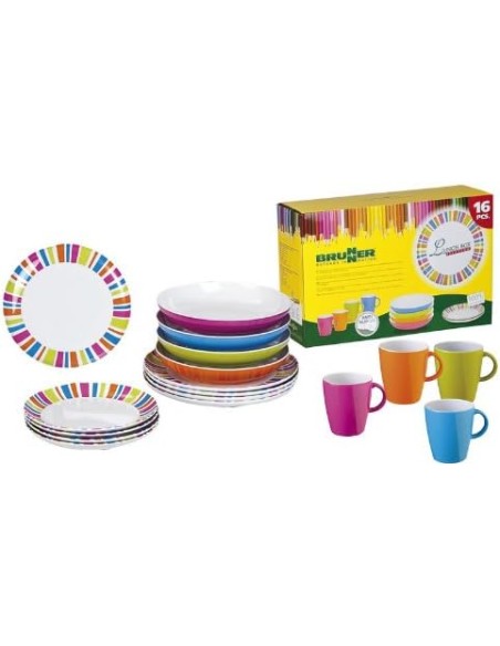 SET IN MELAMINA MODELLO SPECTRUM, ULTRA COLORATO, 16 PEZZI