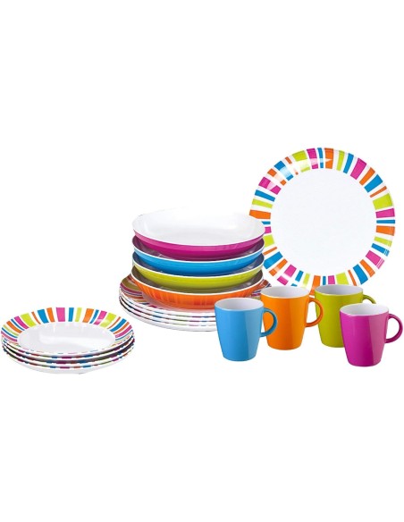SET IN MELAMINA MODELLO SPECTRUM, ULTRA COLORATO, 16 PEZZI