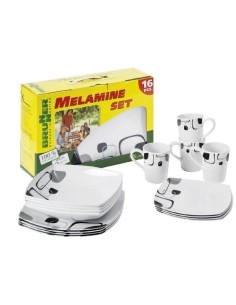 SET IN MELAMINA 16 PEZZI MODELLO ENIGMA BIANCO E NERO PER...