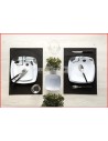 SET IN MELAMINA 16 PEZZI MODELLO ENIGMA BIANCO E NERO PER 4 PERSONE
