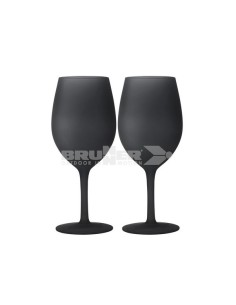 SET DI 2 CALICI VINO BIANCO SATINATI NERO