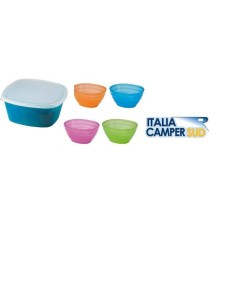 SET DI INSALATIERA CON COPERCHIO E 4 CIOTOLE COLORATE