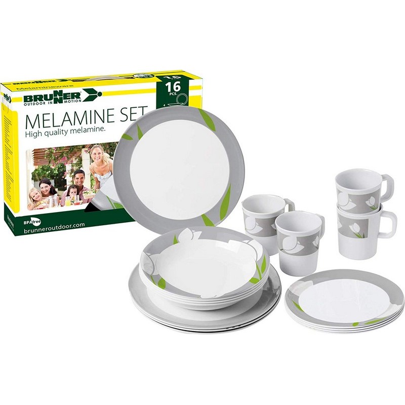 SET MELAMINA BRUNNER MODELLO TULIP VERDE DA 16...