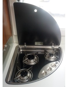 PIANO COTTURA  DOMETIC 3 FUOCHI SX CON COPERCHIO IN VETRO...