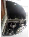 PIANO COTTURA DOMETIC 3 FUOCHI SX CON COPERCHIO IN VETRO COLORE NERO
