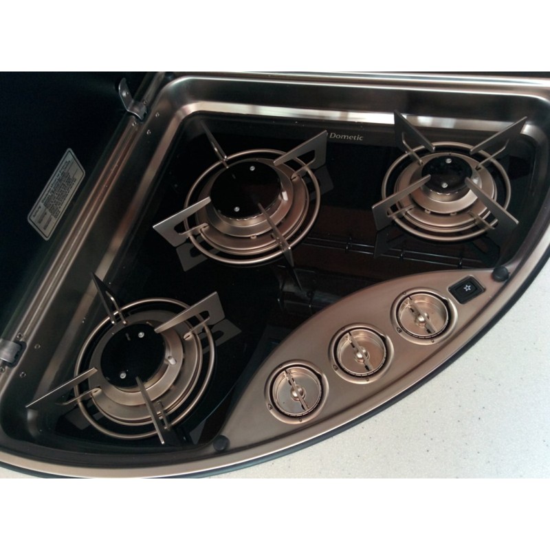 PIANO COTTURA 3 FUOCHI DESTRO VETRO NERO DOMETIC
