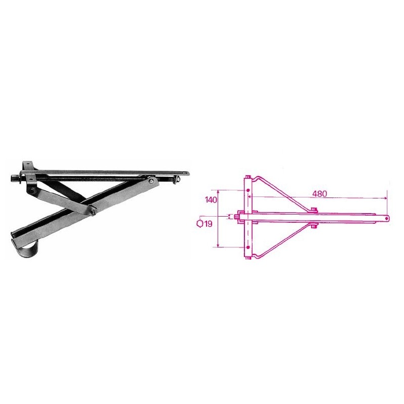 PIEDINO IN ACCIAIO ZINCATO ALTEZZA 48 CM