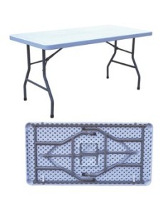 TAVOLO PIEGHEVOLE IN RESINA CM 152X76X74 CON PIANO IN HDPE