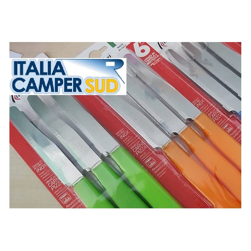 SET DI 6 COLTELLI INOX CON MANICO COLORATO