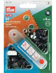 SET DI FISSAGGIO CON OCCHIELLI E RONDELLE NERO DA 8 MM 24 PZ