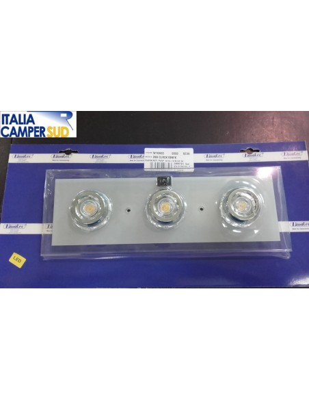 PLAFONIERA RETTANGOLARE  TRIPLA 3 X1WATT + 18 M. LED CON LUCE DI CORTESIA