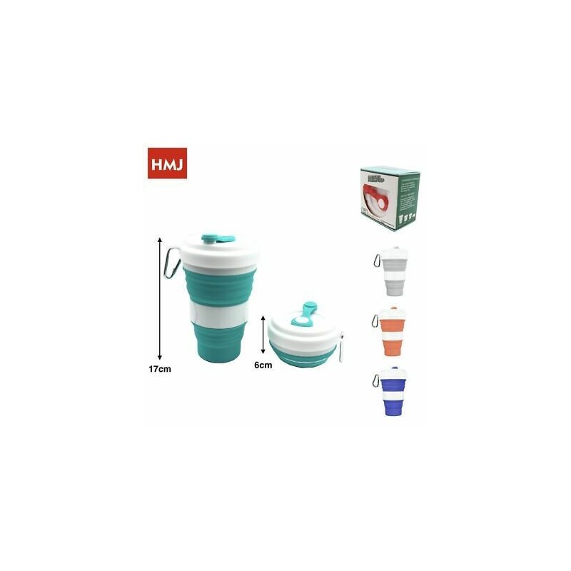 BICCHIERE PIEGHEVOLE IN SILICONE CON COPERCHIO