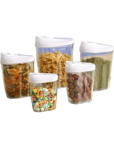 KIT DI 5 CONTENITORI PER ALIMENTI TRASPARENTE CON COPERCHIO
