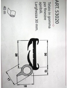 TELAIO IN GOMMA PER FINESTRE APRIBILI LARGHEZZA 30 MM