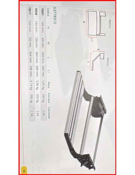 GRADINO  ELETTRICO CON PEDANA 550 MM