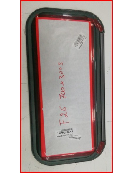FINESTRA A COMPASSO CON SERIGRAFIA GRIGIA 700X300 MM