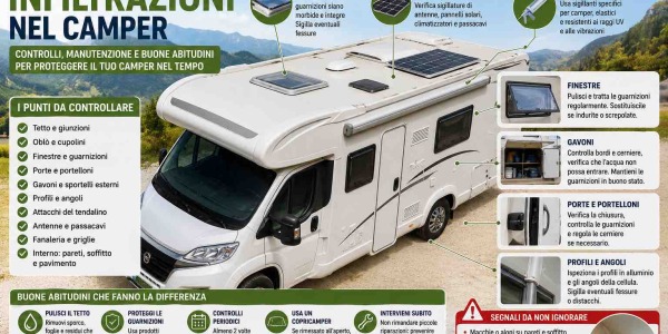 Come prevenire infiltrazioni nel camper: guida pratica per proteggere tetto, finestre, oblò e pareti