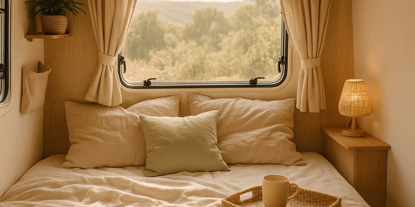 Dormire bene in camper: tessuti naturali e accessori per un riposo rigenerante