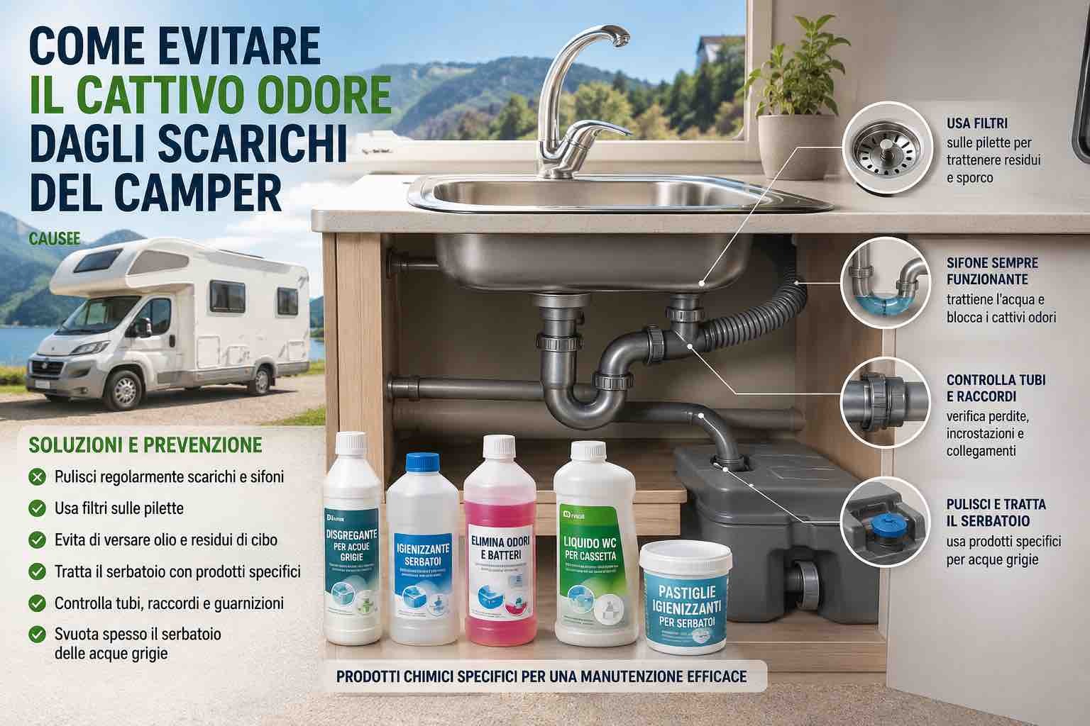 Come evitare il cattivo odore dagli scarichi del camper: cause, soluzioni e manutenzione