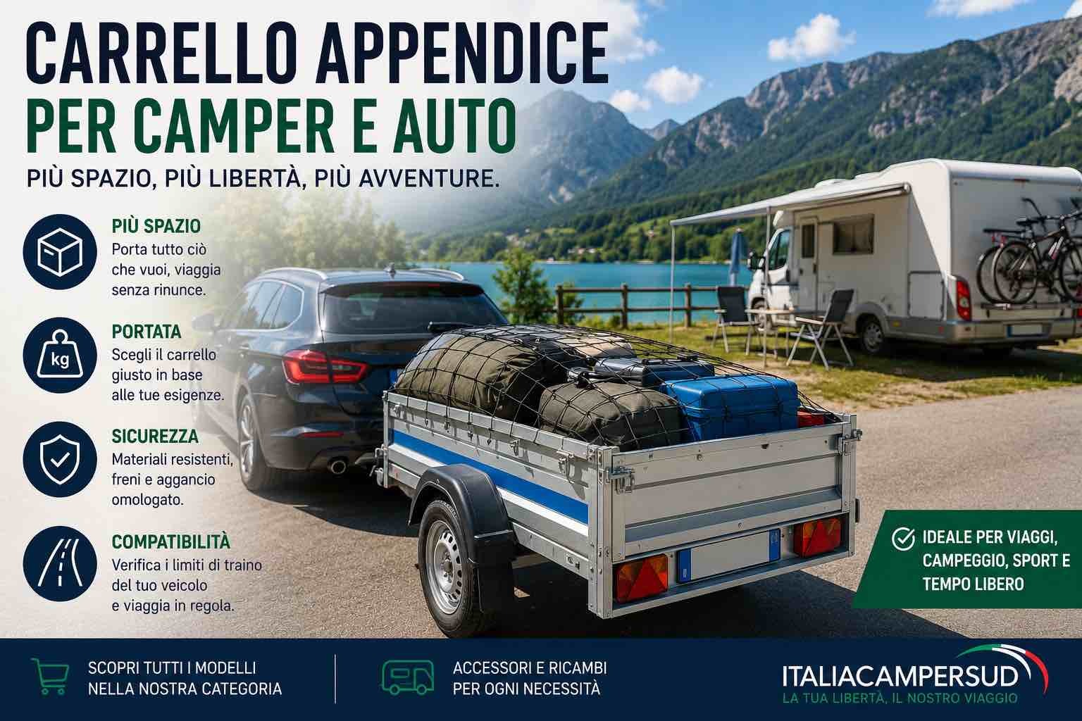 Carrello appendice per camper e auto: differenze, utilizzi, portata e consigli prima dell’acquisto